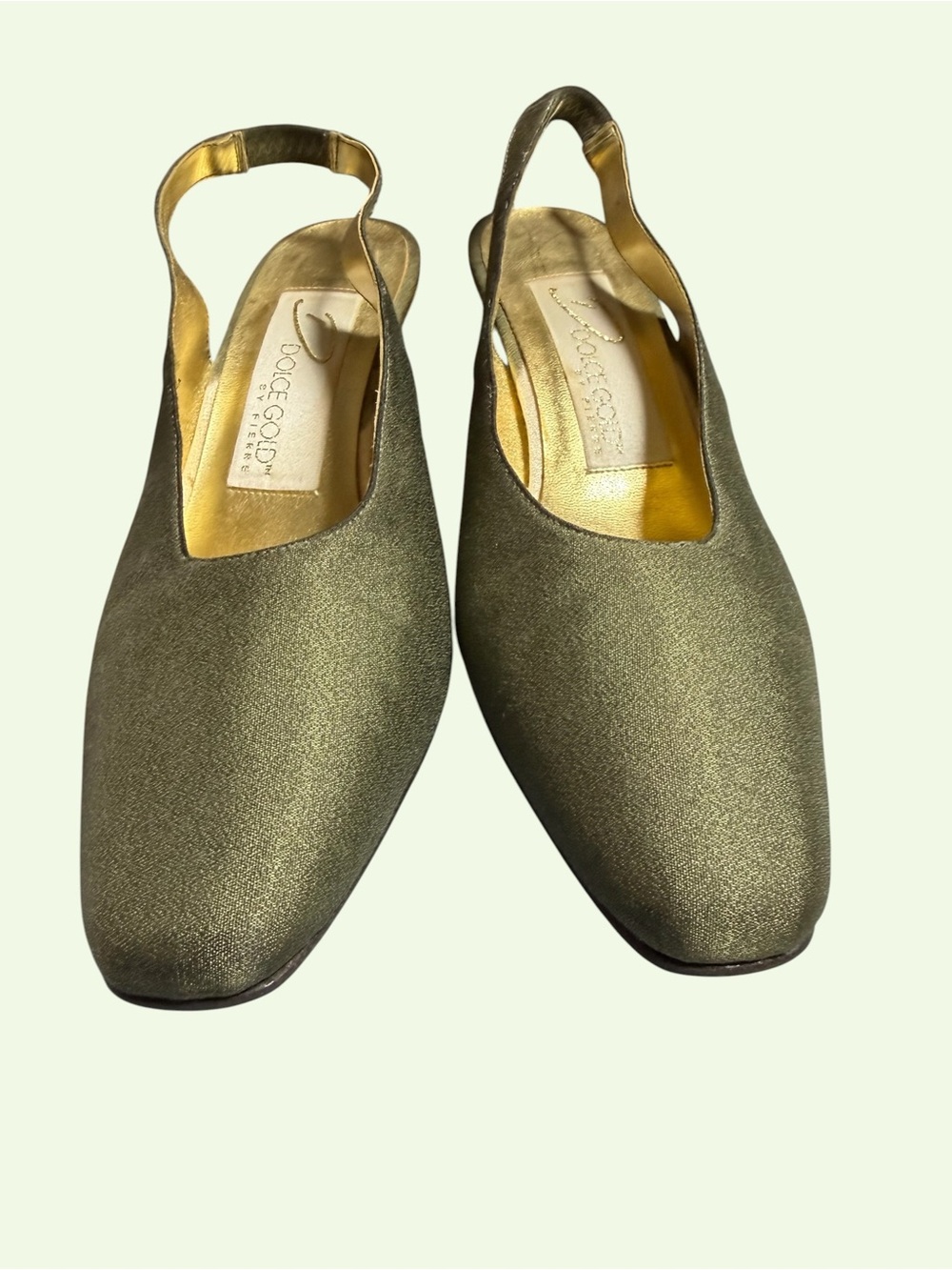 Dolce Gold by Pierre Metallic Greenish Gold Slingback Mules 8